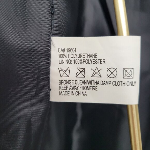 Vintage Y2K Urban Behavior Black Faux Leather Trench Coat Matrix Vibes - Picture 12 of 14